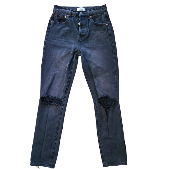 PISTOLA Keaton Distressed Straight Leg Busted Knee Jeans Black P6430FBK-TAU ‎ 24 - Picture 2 of 16